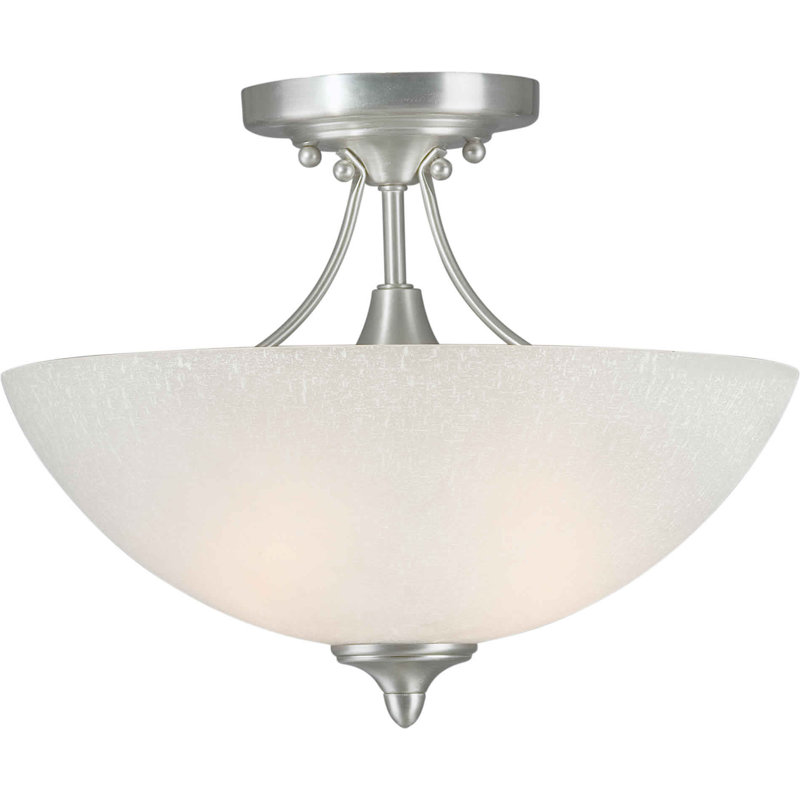 Glass Semi Flush Mount, Brushed Nickel / White Linen