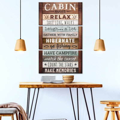 Ensemble 3 pièces Cabin Rules I sur toile