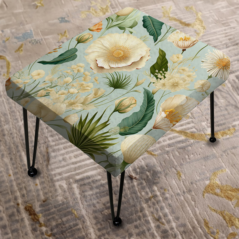 Seashell Sketches Tropical Pattern - Coastal Rectangle Ottoman