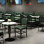 Modern casual simple cafe restaurant green benches