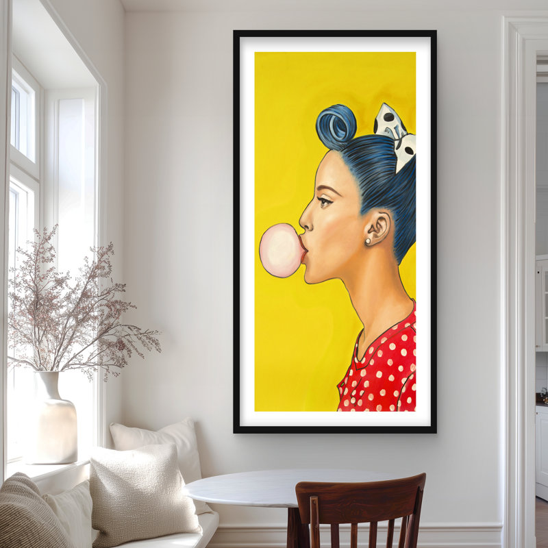 «Retro Woman with Beautiful Ponytail» - reproduction de chambre à coucher encadrée, H 48 po x l 24 po