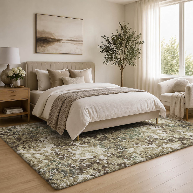 Tapis Dream Shag ADS755 de qualité supérieure, lavable à la machine et à motif floral, 9' x 12'