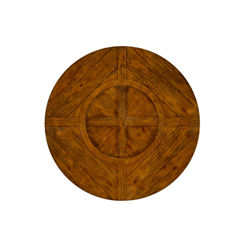 Casually Country Round Walnut Wood Dining Table, Country Farmhouse Walnut,  48" W x 48" L 