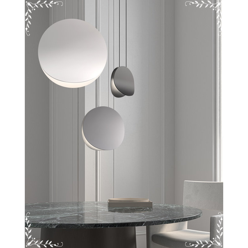 Malibu Discs 1 - Light LED Pendant, Satin White, 14" H x 14" W x 6.25" D