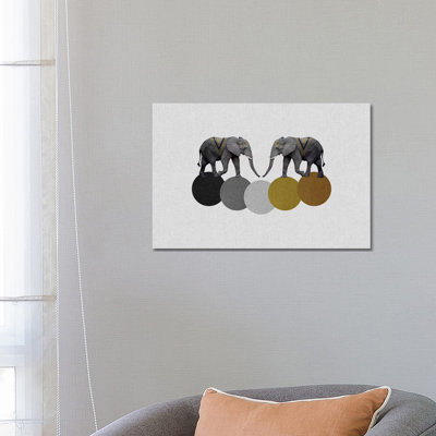 Tribal Elephants by Orara Studio - Wrapped Canvas Print