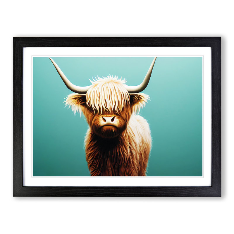 Grand Highland Cow - Print, Black, 46cm H x 64cm W