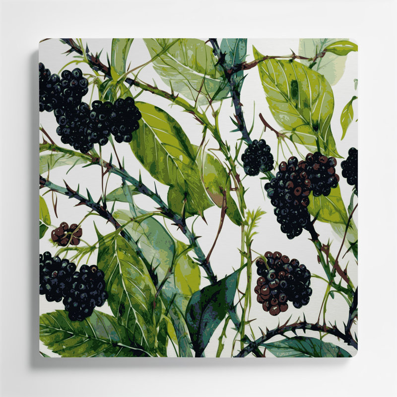 Art mural en métal Botanical Blackberry Canes, H 16 po x l 16 po