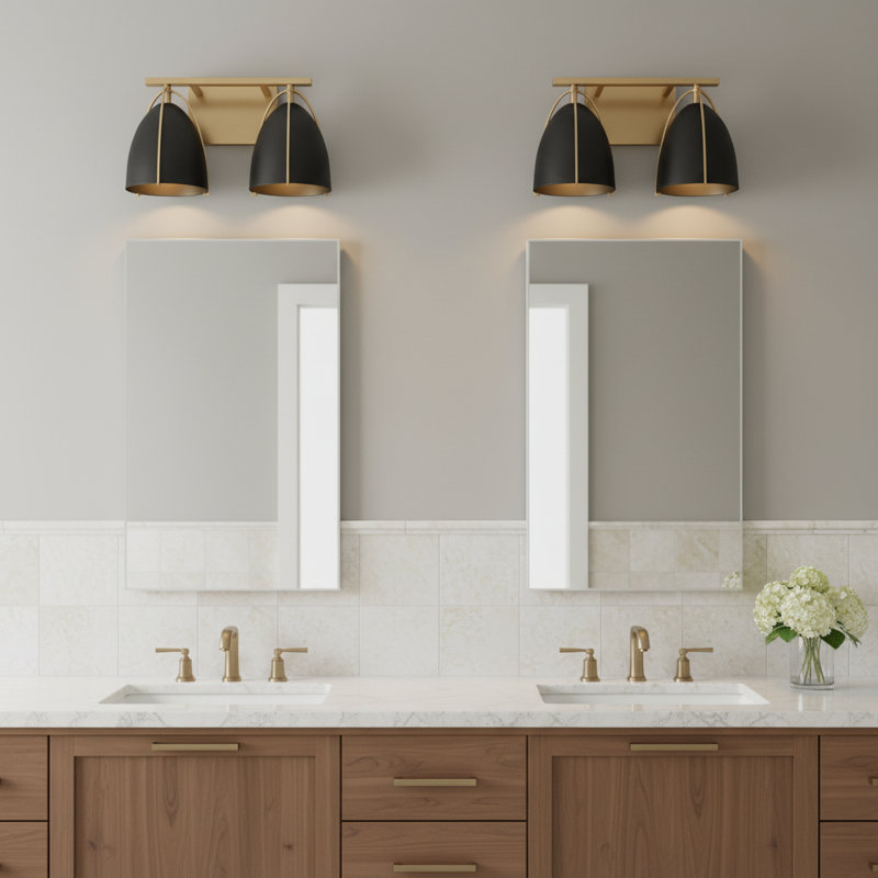 Norman 2 - Light Vanity Light, Satin Brass, Black, No