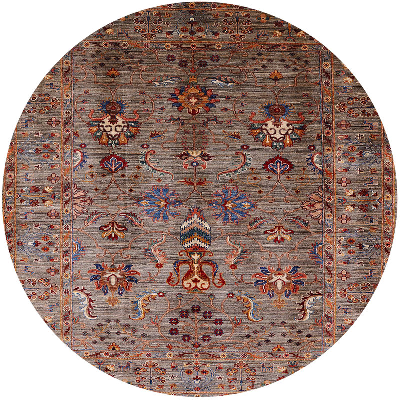 Tapis 100% moderne de style Mid-Century lavable à la machine de 1970, Rond 3 pi