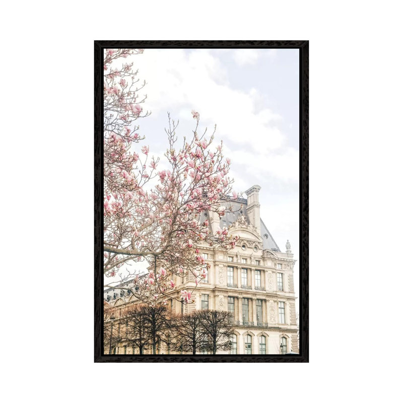 Paris Magnolia - Painting on Canvas, 101.6cm H x 66.04cm W x 3.81cm D, Black Framed