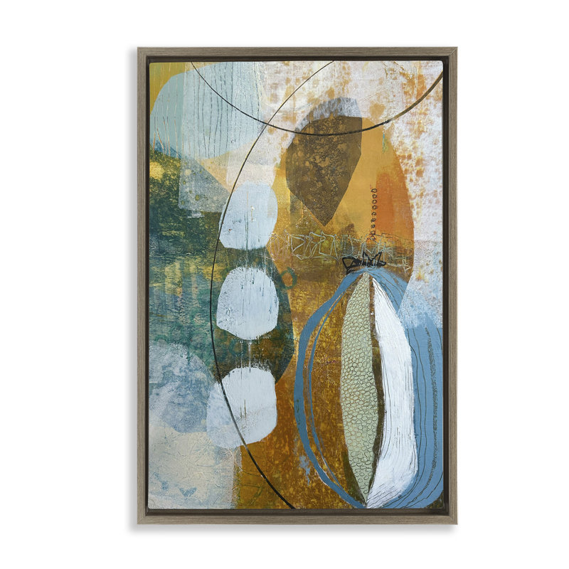 Toile flottante abstraite et expressive par Pamela K. Beer, Cadre flottant orme Montalcino, H 31 po x l 25 po