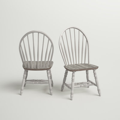 Chaise d'appoint en bois massif Bassett à dossier Windsor gris