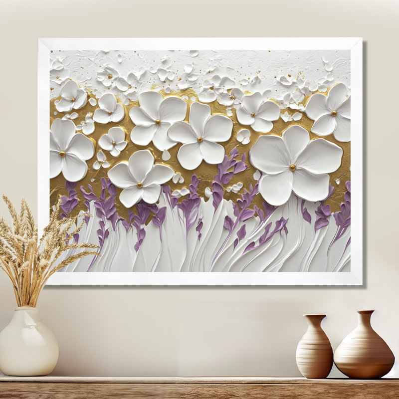 Taylor Wildflower Pure Cream Bloom I - Art mural fleurs sauvages, H 34 po x l 44 po, Blanc