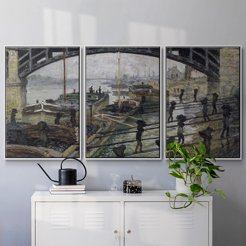 3 pièces Monet, H 36 po x l 75 po x P 2 po, Blanc