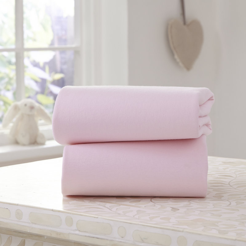 100% Cotton 2 - Piece Cot Sheet Set, Pink