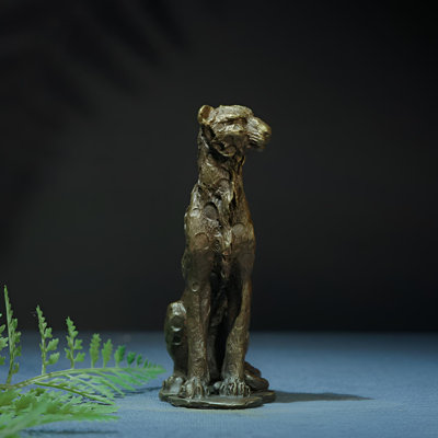 Golden Leopard Sculpture - Handcrafted Brass Art Piece
