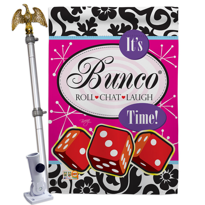 C'est l'heure de Bunco! Ensemble de drapeaux en polyester 40 x 28 po à 2 côtés
