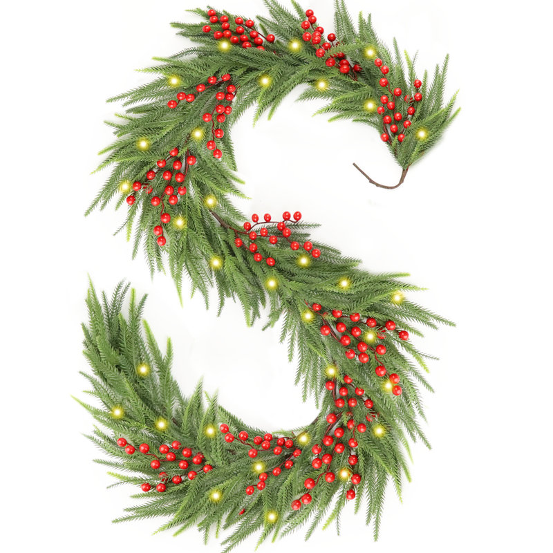 108 po de Noël artificiel, avec des accents blancs givrés et un éclairage à énergie rustique robuste