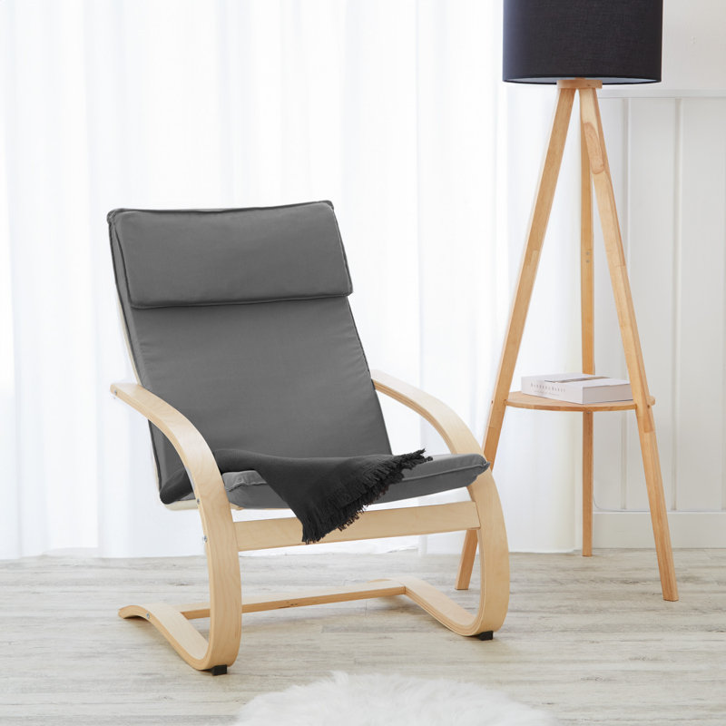 Ashanta Solid Wood Rocking Chair, Grey/Brown/Blue