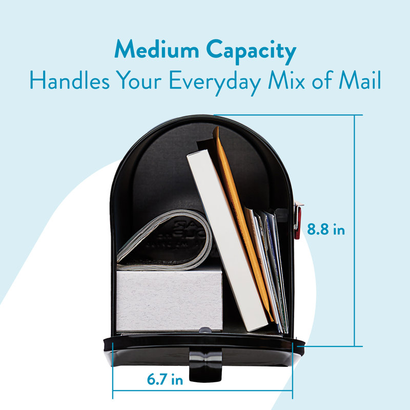 Elite Steel Post Mounted Mailbox, Black