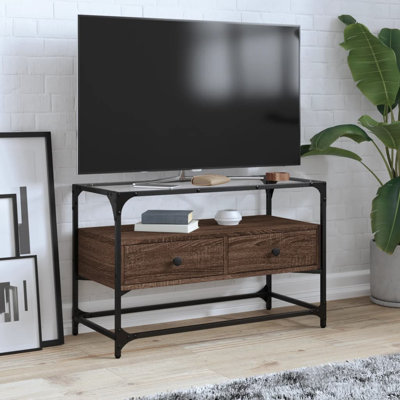 vidaXL TV Cabinet Engineered Wood and Glass Medium TV Cabinet