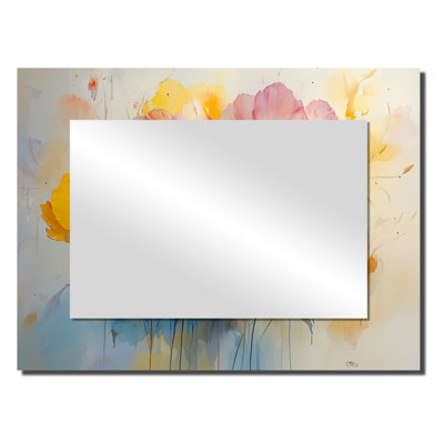 Summer Peonies Vibrant Garden I - Floral Accent Wall Mirror - Printed On Metal