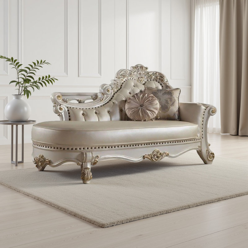 Chaise avec dossier capitonné Casada, Similicuir beige