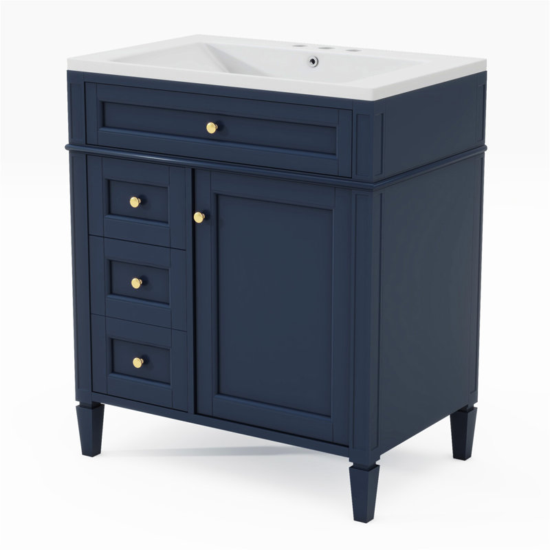68 30'' Single Bathroom Vanity with Top, Blue