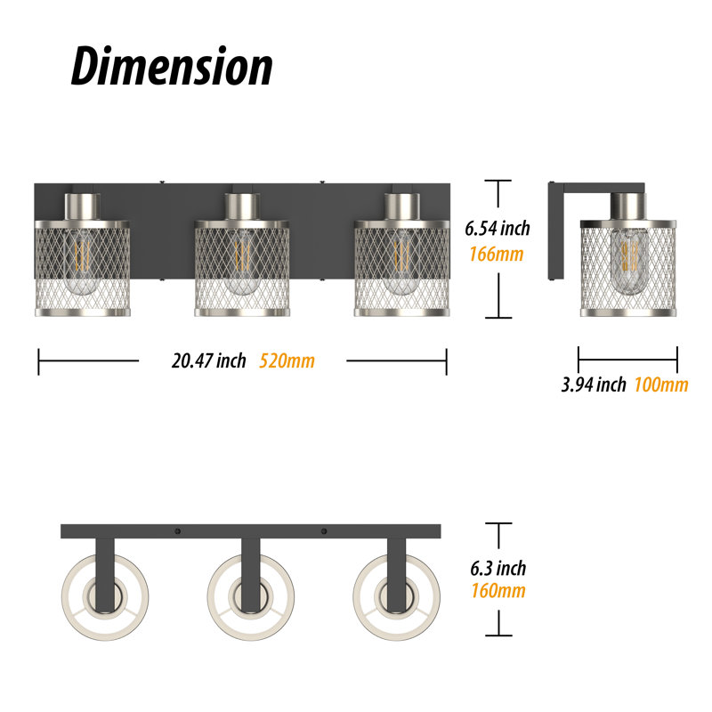 Koch Dimmable Vanity Light Over Mirror, Sand Nickel