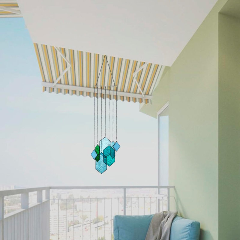 Vitrail suspendu, verre Suncatcher, bleu-vert