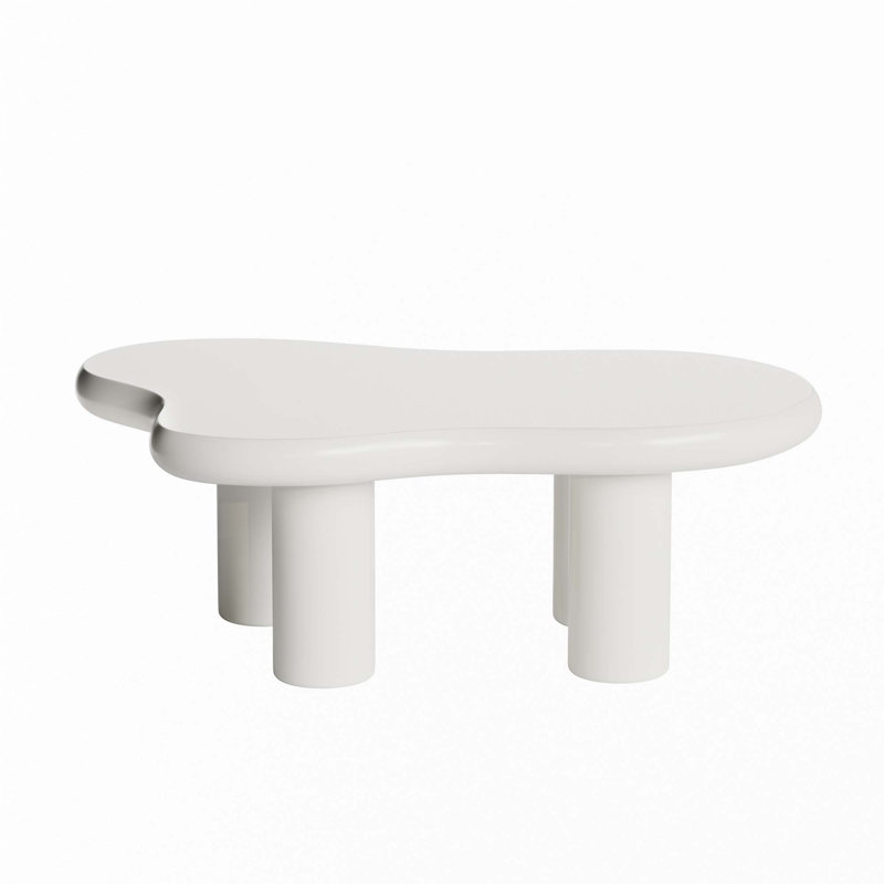 Cloud Coffee Table With 4 Solid Legs, White