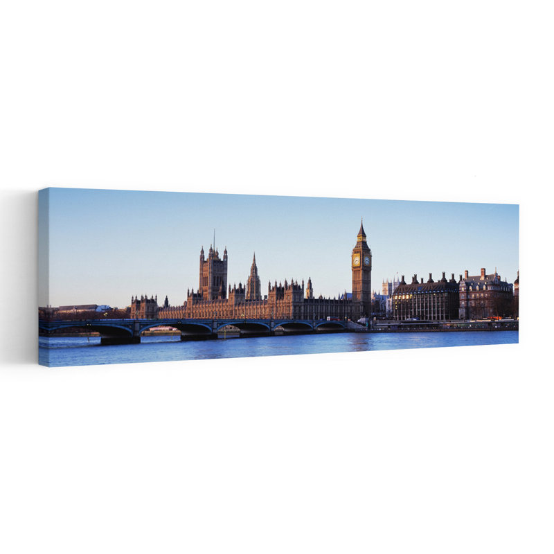 Pont sur une rivière, Big Ben, maisons du Parlement, rivière Thames, pont de Westminster, Londres, Angleterre, architecture contemporaine, art mural