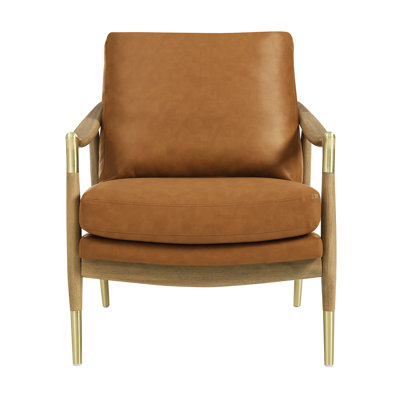 Langford Vegan Leather Accent Armchair In Tan Walnut