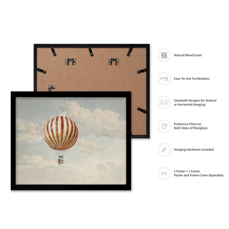 Peinture de ballon, Black Framed, Poster, 11"H x 14"W