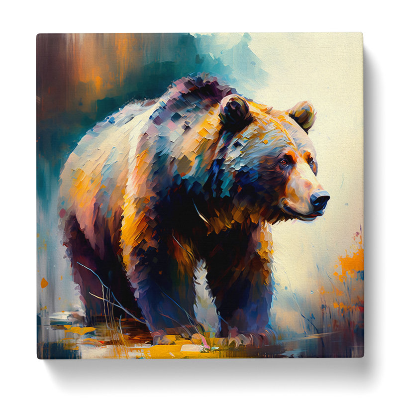 Bear Palette Knife Painting - Print, 35cm H x 35cm W x 3cm D