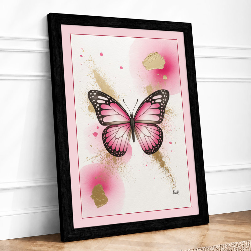 Butterfly in Bloom Botanical - Framed Print, A2 - 59.4 x 42.0 cm, Black