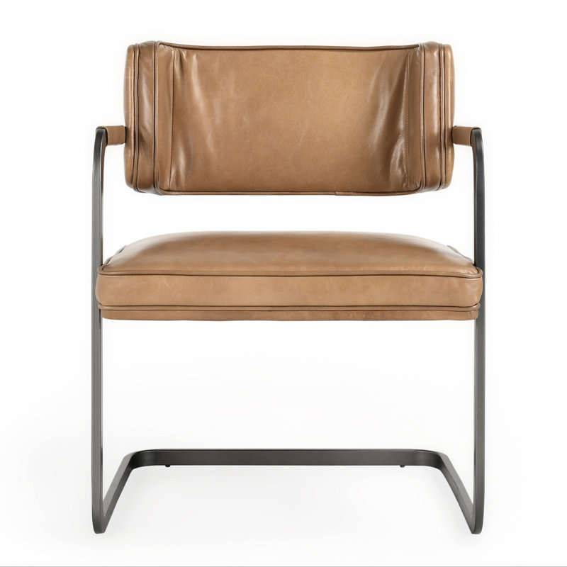 Fonda Leather Dining Chair, Tan/Black