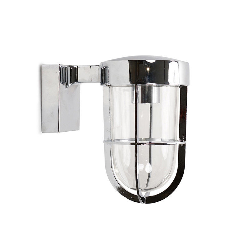 Brinkema Polished Chrome 12cm H Outdoor Armed Sconce, Silver