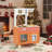 Kids Play Kitchen with Microwave Stoves Rotation Knobs Ice Dispenser Faucet Sink Brown-122872335