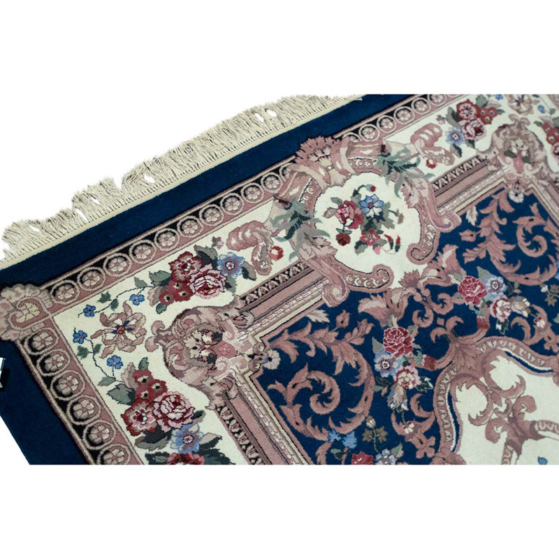 Tapis unique noué à la main bleu / vert / orange de haute qualité