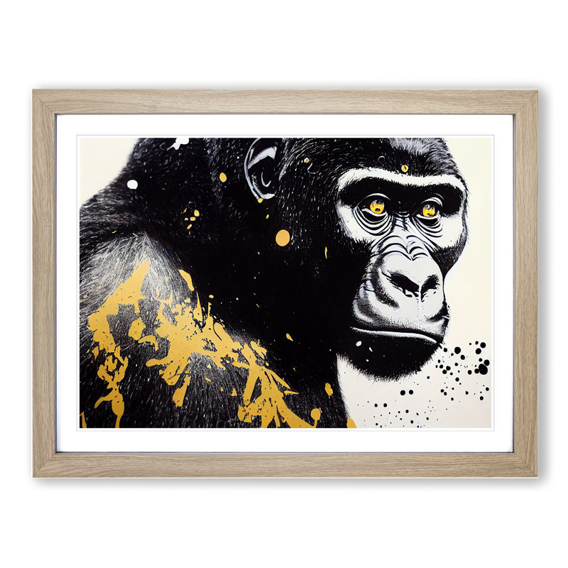 Gorilla Vol.1 - Single Picture Frame Print, 25cm H x 34cm W x 2cm D, Oak Framed