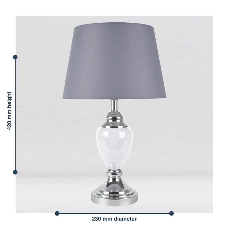 Sandin Metal Table Lamp, Polished Chrome/White, Grey