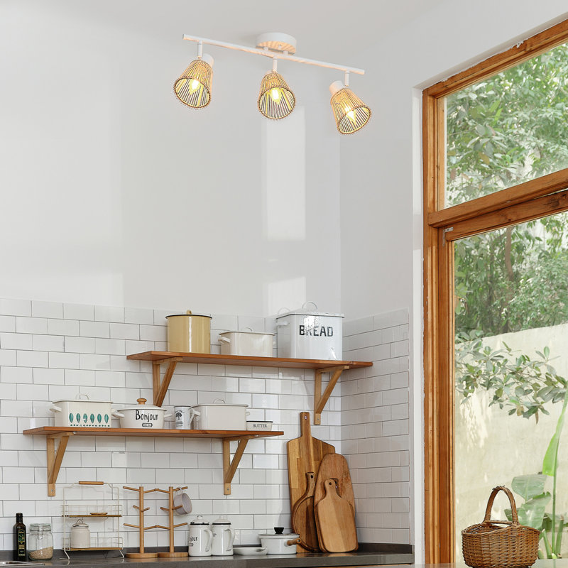 Ensemble de rail d'éclairage à 3 lumières Afreena, Blanc, H 6,88 po x L 4,75 po x P 4,75 po