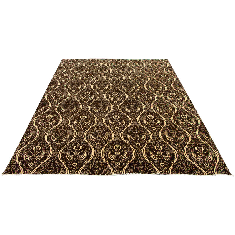 Tapis brun foncé en laine nouée à la main de conception unique 18 pi 2 po x 12 pi nouvel âge 18,20 pi x 12 pi