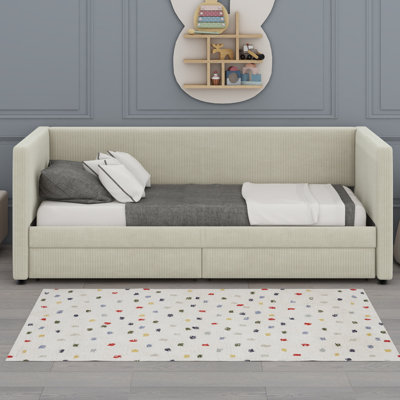 Daybed With Two Drawers And Wood Slat
