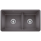 Precis SILGRANIT 33" L x 18" W Double Bowl Undermount Kitchen Sink with Low Divide