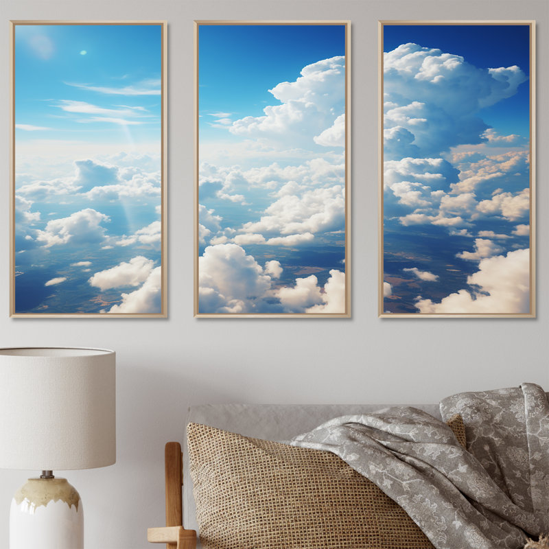 Toile panoramique Horizon III - art mural Sky, Cadre flottant brun, H 40 po x l 61 po x P 1 po