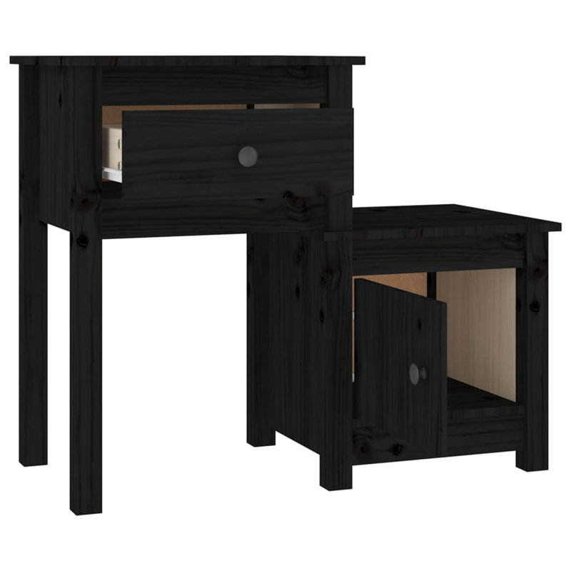 Bedside Cabinet 79,5x38x65,5 cm Solid Wood Pine, Set of 2, Natural