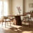 Brown Curved Solid Wood Dining Table