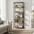 Freestanding 6-Tier Open Bookshelf with Back Panels & Side Bookends